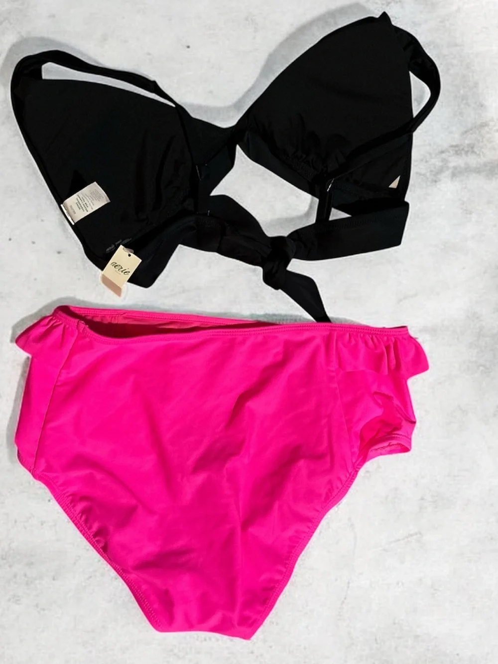 Two-Piece Women's Bikini Set in Black & Hot Pink